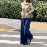 다잇템 여자 주머니 키치무드 넓은 핀턱 후레아 백밴딩 데님 23199379 588872