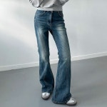 옷자락 여자 커브 슬림핏 부츠컷 워싱진 스판 키큰녀 청바지