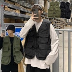 에이치플러스몰 남성 빈티지 전면 멀티포켓 얇은 작업복 코디