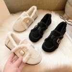 스웨이드 퍼 로퍼 양털 단화