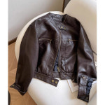 가죽 코트 여 2025 가을 작은 키 차이나 숏 가죽 재킷 J0054