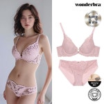 원더브라 원더브라 원더핏에어오일패드와이어햄팬티 플로럴 패턴 레이스 브라 팬티 세트 912762