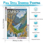 6팩 링 아트 다이아몬드 키트 추상 풍경 페인팅 DIY 5D 요정 먼지 가정용 벽 장식용 매직 캐슬 보석 키트 12x16 G7614-G7619