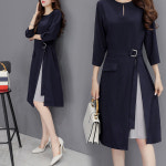 천하오 춘추 7부 원피스 미디 a라인 J1823