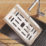 LICRUGU 냄비 프라이팬 정리함 캐비닛 아래 10 조절 가능한 칸막이 확장 뚜껑 홀더 주방 수납 조리기구 도마 뚜껑 접시 흰색 수납장 내부 선반