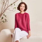 샵앤 국산 여성 사각 와플주름 라운드 긴팔 티셔츠 연그레이 BLE-WSH-1328