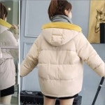 패딩점퍼 여성 배색 하이넥 집업 보세 숏패딩 방한 아우터