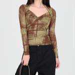 닷이프 피케 프린팅 슬림 티셔츠 그린 T24FW1-A0468