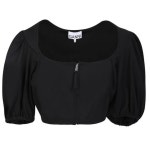 GANNI 크롭 퍼프 슬리브 블랙 블라우스 F7757