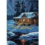 치수 컬렉션 카운트 크로스 키트 문라이트 캐빈 18 아이다 5 x 7 Overlook Cafe