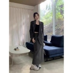 해피유통 여성 캐주얼 슬림 장장세트jhzhq 그레이-세트