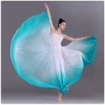 쌍천 여성 라인댄스복치마 난타복 라틴댄스 스커트 그러데이션 클래식 스커트 풀치마 한국무용치마 그린 540도