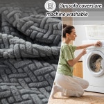 게이 소파 팔 커버 커버 폴리에스터 스트레치 미끄럼 방지 가구 보호대 세탁 가능한 암체어 슬립 2종 세트 다크 라지 1 Large Seat Cover