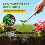 잡초 풀러 도구 2025 업그레이드된 휴대용 수동 제거 정원 가꾸기 6개의 이빨 듀얼 헤드 스테인리스 스틸 핸드 가든 갈퀴 뒷마당 농장 심기