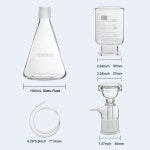 LVDALAB 실험실 진공 여과 증류 장치 보로실리케이트 유리 조립 필터 세트 플라스크 눈금 깔때기 고무 튜브
