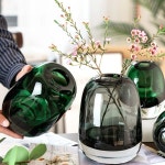 낮은유리화병 장식 글라스 그린 꽃병 스몰