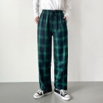 이프미 타탄체크 일자팬츠 바지 여성 수면 잠옷 편한 7부 파자마 221216