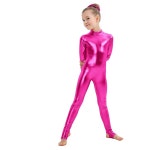 케프블롬 걸스 반짝이는 메탈릭 모크넥 유니타드 긴팔 지퍼 백 원피스 바디수트 코스튬 Royal X-Small