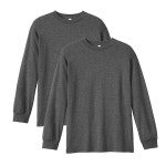 American Apparel 고중량 면 긴소매 티셔츠 스타일 2팩 헤더 차콜 2팩 111443 G1304