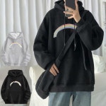 옷자락 남성 겨울 안감퍼 무지개 프린팅 루즈핏 후드 맨투맨
