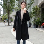 ORZQU 가을 여자 루즈핏 솔리드 칼라넥 모직 트렌치코트 심플 데일리룩 L