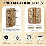 오토링 6pcs 앤티크 황동 경첩 이중 작은 문 탈착식 빈티지 장식 2 4x2 사계절 꽃무늬 가구 캐비닛 서랍 도어 옷장 책장 우드 주얼리 박스