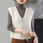 SAHINER 가을겨울 여성 니트베스트 지퍼 브이넥 데일리 오피스룩 프리사이즈 40-70kg J1521