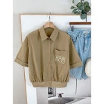 샵앤 여성 카라넥 로맨스 바스락 반팔 블라우스 셔츠 아이보리 BONG-WBL-4504