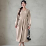 다잇템 여성 청초 들러리 롱 벌룬 FW 드레스