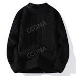 남자 니트 남성 티 두꺼운 터틀넥 겨울 오버핏 꽈배기 반폴라 목폴라 스웨터 따듯한 03 회색 M 10313-8807