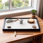 왼쪽 다리 진정 선 정원 책상 사무실 장식용 선물 세트 스트레스 해소 휴식 가정 명상 마음챙김 선물용 스톤 정원 키트