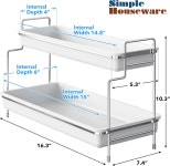 심플한 가정용품 2단 스파이스 랙 주방 정리함 조리대 선반 흰색