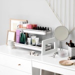 심플한 가정용품 2단 스파이스 랙 주방 정리함 조리대 선반 흰색