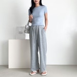 여자 캐주얼 리본 포켓 와이드 밴딩 바지 SDW-PTA-SSD1001681