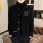 티류으스 남성 울 코트 라펠 칼라 자켓 캐주얼 아우터 WX 더블 게리 카키 M G1434