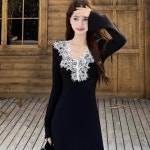 델문도 여자 레이스 원피스 하객 프렌치 입체 가을 겨울 코트 이너 롱스커트 DOS4