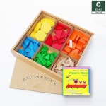 가베가족 원목 패턴블록 112pcs 통 미니북 교구 나무 우드 블럭 블록 놀이 장난감 유아 아동 KS1425