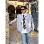 남성용 브이넥 가디건 노칼라 카디건 가을 캐주얼 니트 스웨터 KS3