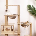 2pcs 스페이스 클리어 캡슐 투명 둥지 교체 고양이 공간 가구 돔 커버 작은 애완동물 침대 아크릴 그릇 창문 퍼치 캣 트리 타워 액세서리 11 8