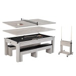 배링턴 당구 7 드롭 포켓 풀 테이블 3-in-1 다이닝탑 탁구 게임 액세서리 7 Ft Monteray