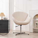 인테리어의자 백조 스완체어 - 부클 플란넬 북유럽 1인용 의자 A 벨벳직각