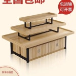 마트 전시 선반 테이블 간식 디스플레이 대형 업소용 원목색 계단 2단