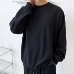 모노무드 MNO 넉넉한핏 보이 라운드티 탑 남자골패턴 긴소매 스탠다드 티탑