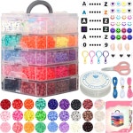 줄리마동 6500pcs 팔찌 제작용 포니 비즈 다양한 색상의 무지개 플라스틱 머리 큰 27가지 칸디 우정 구슬 장신구 키트 공예용