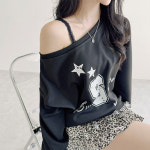 러블리힙 투웨이 에스 레터링 루즈핏 원 오프숄더 맨투맨