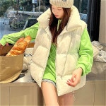 SAHINER 가을겨울 여성 빅카라 오버핏 패딩조끼 L 검은색 J1513