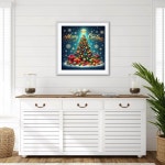 액세서리가 포함된 MjhRcll 메리 크리스마스 다이아몬드 페인팅 키트 트리 아트 홀리데이 홈 월 장식용 14X14