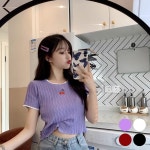 제노바 제노바 체리 자수 반크롭 티셔츠 urd356