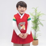 장샤를르브로소 금동이 남빨강삼색동 아동한복 AM194