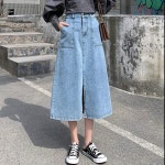 오노마 뒷밴딩 트임 데님 스커트 llb112